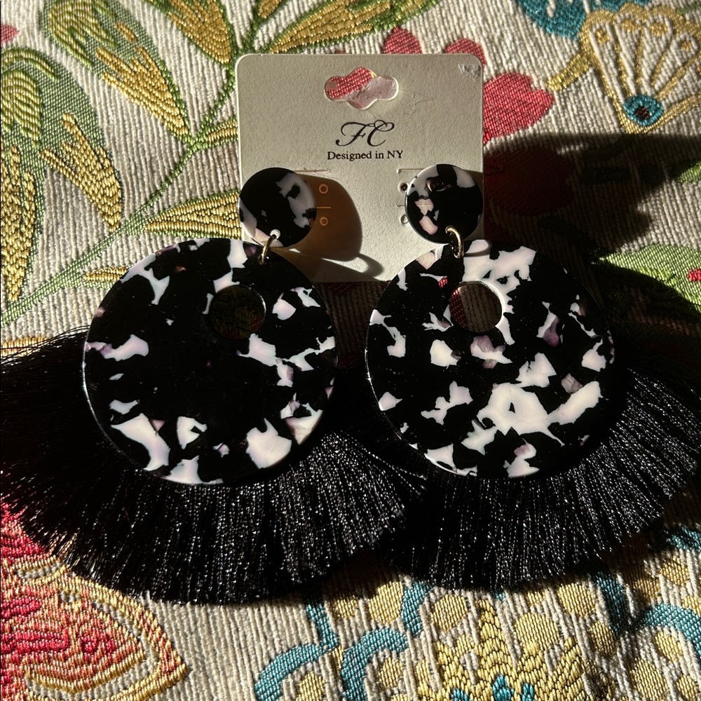 Black and White Statement Earrings